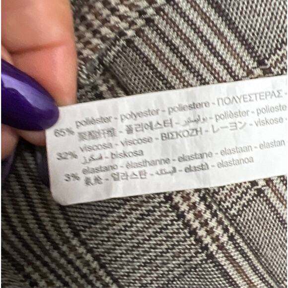 ZARA HERRING CHECK Women Brown Dress Trousers Pants Size 14 Polyester Blend - Picture 6 of 7